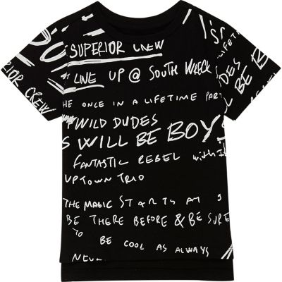 Mini boys black graffiti print T-shirt